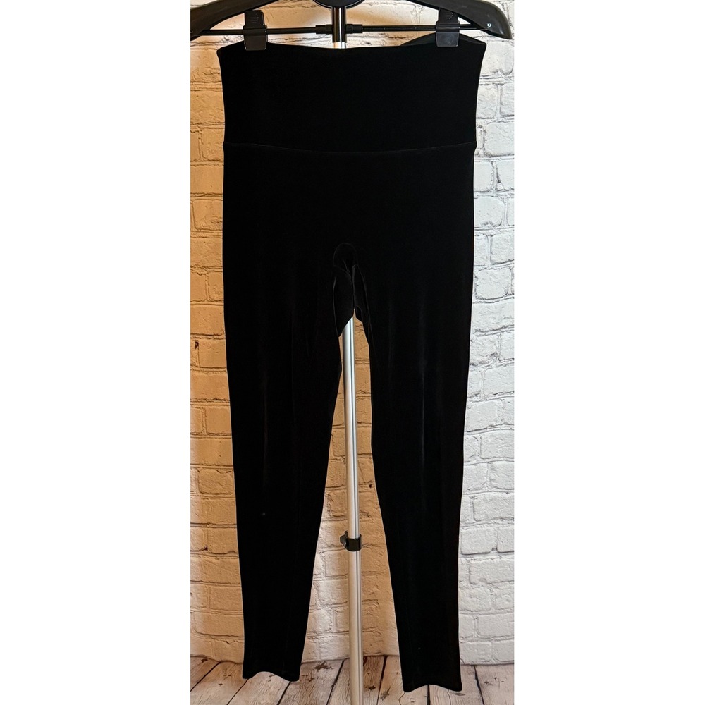 Spanx Black Velvet‎ High Waisted Leggings Size XL Plush Slimming Velour Pants